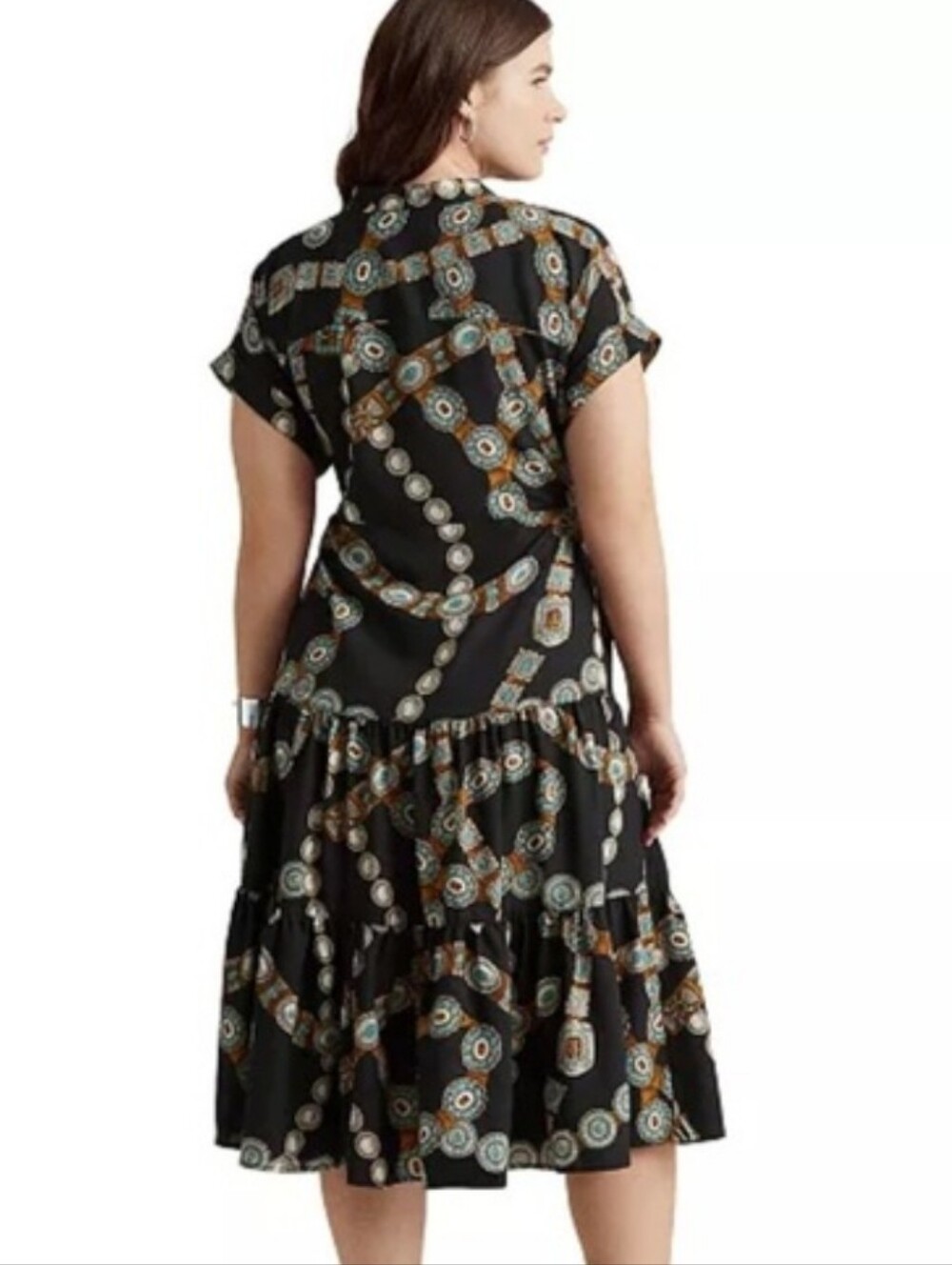 Ralph Lauren 12 Western Belt Printed Tie-Waist Midi Dress - Picture 2 of 3